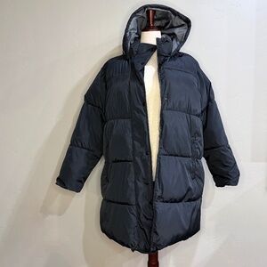 NWT Ava & Viv Plus Size Black Hooded Puffer Coat - 1X
